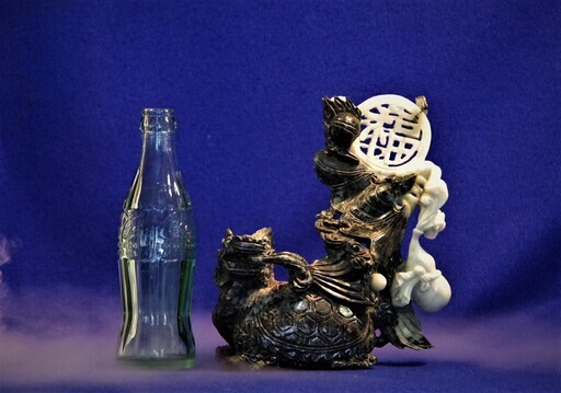 竜生九子　贔屓　蝙蝠 瓢　緑石置物