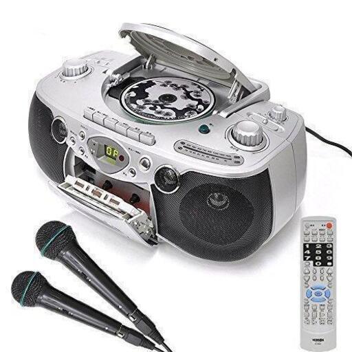 カラオケ/専用マイク2本付属 歌も映画も音楽もテレビにつないで楽しめる多機能マルチプレーヤー/FM/AMラジ\n\n\n