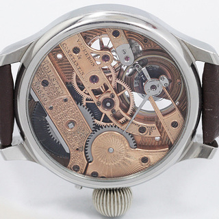 下取値引き交渉あり 1900年 バセロンコンスタンチン懐中時計のムーブメント使用カスタム腕時計 フルスケルトン 玉葱リューズ アンティークの画像