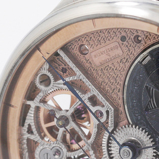 下取値引き交渉あり 1900年 バセロンコンスタンチン懐中時計のムーブメント使用カスタム腕時計 フルスケルトン 玉葱リューズ アンティークの画像