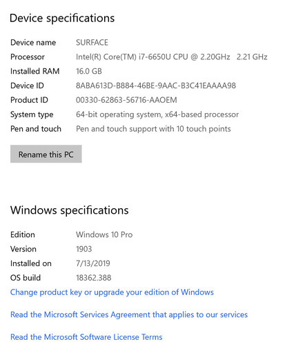 パソコン Surface Pro 4 i7 Memory16G Storage256G