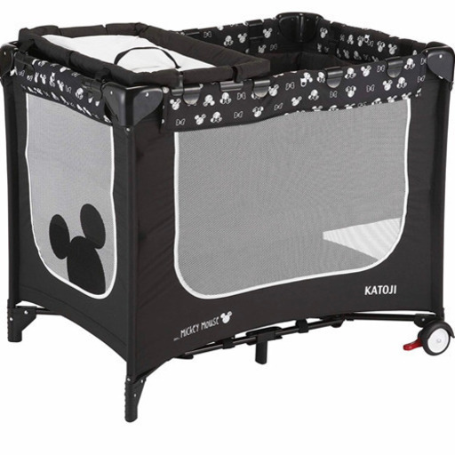【未使用品】カトージ KATOJI ディズニー ミッキー たためる ベビーベッド ポータブル