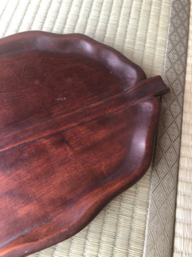 芭蕉葉型煎茶用くり抜き盆         値下げしました。