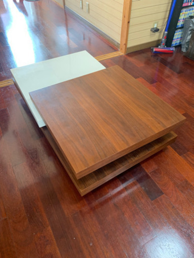 木目回転テーブル ローテーブル