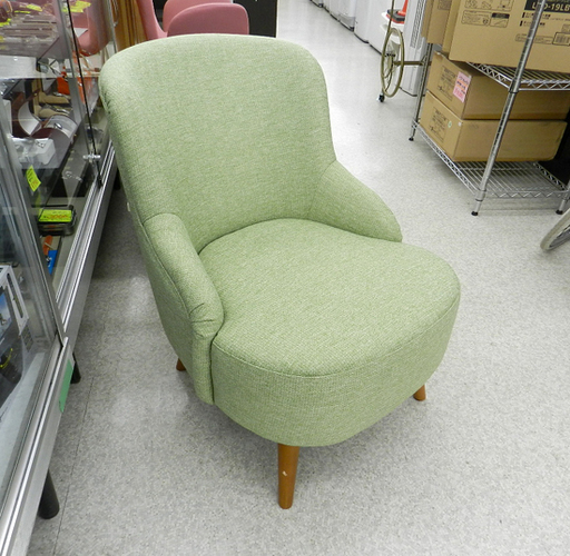 unico/ウニコ 1人掛けソファ グリーン系 木脚 一人掛けチェア ファブリック 1P 1シーター シングル椅子 イス ☆ PayPay(ペイペイ)決済可能 ☆ 札幌市 北区 屯田