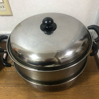 蒸し鍋、 二槽火鍋、土鍋３つセット