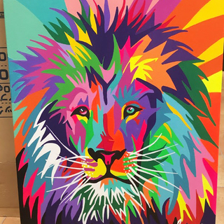 レイン・カラセド アクリル 絵画 本人肉筆 lion シャープなライオン