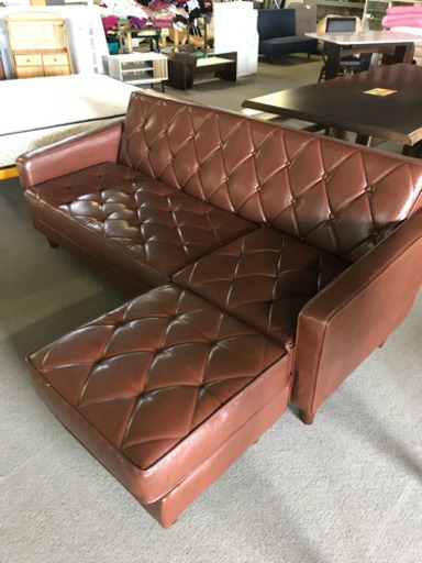 美品！レトロ調ソファー オットマン付き