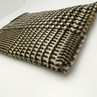 セオリー theory クラッチバッグ ハラコ グレンチェック アイボリー系×ダークブラウン/054154【中古】の画像