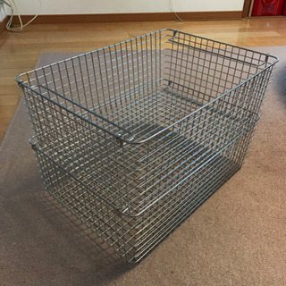 無印　ステンレスワイヤーバスケット×2個