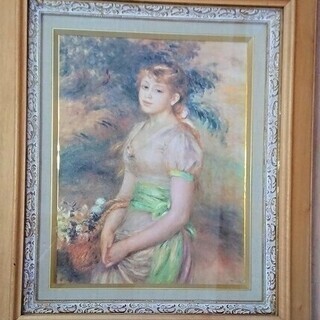 オーギュスト　ルノワール　「花かごを持つ少女」　インテリア　フラ...