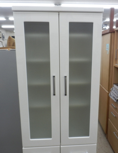 PayPay対応 食器棚 キッチンボード ガラス棚　高さ180cm　幅60cm ホワイト キッチンラック 札幌市西区西野