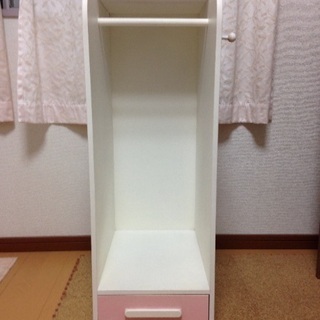 お値下げ  子供 ハンガーラック ロッカー 収納 白×ピンク