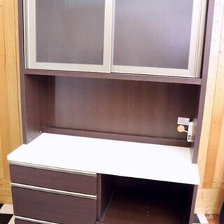 レンジボード　食器棚　1195×550×1900　ブラウン　ソフトクローズ　住まい　家具　キッチン　お値打ち