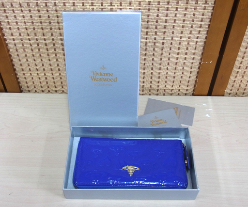 ヴィヴィアンウエストウッド ラウンドファスナー 長財布 エナメル ブルー 南12条店