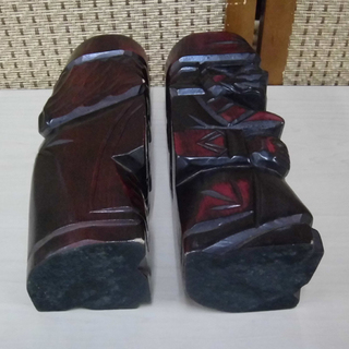 アイヌ 人形 木彫り 木製 北海道民芸品　2体セット ニポポ　高さ24㎝ 南12条店 の画像