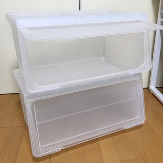 山善 オープンボックス ワイド 2個 キャスターなし 配送可(特...