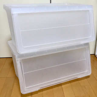 山善 オープンボックス ワイド 2個 キャスターなし 配送可(特定の日のみ)の画像