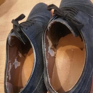 値下げ！ネイビー　スウェード　シューズ　25.5の画像