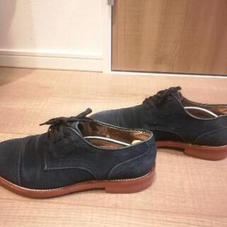 値下げ！ネイビー　スウェード　シューズ　25.5の画像
