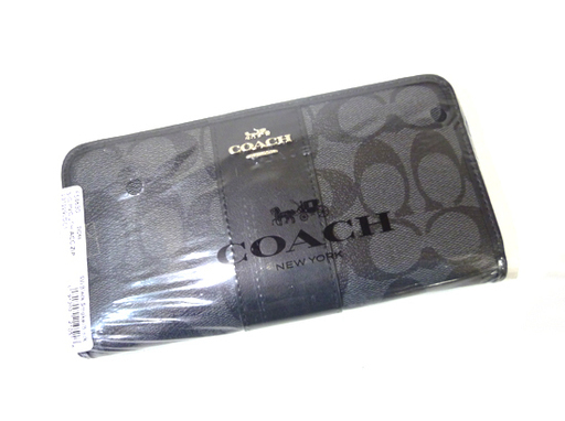 新品 COACH/コーチ シグネチャー PVC×レザー F54630 ラウンドファスナー長財布 スモークブラック 札幌市 白石区 東札幌