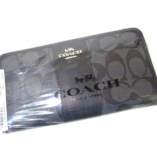 新品 COACH/コーチ シグネチャー PVC×レザー F54630 ラウンドファスナー長財布 スモークブラック 札幌市 白石区 東札幌 新品 COACH/コーチ シグネチャー PVC×レザー F54630 ラウンド