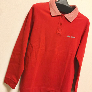 長袖 襟付き ニット シャツ 赤 古着 レトロ 11号 l 秋冬...