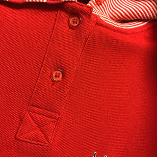 長袖 襟付き ニット シャツ 赤 古着 レトロ 11号 l 秋冬 チェック 薄手の画像