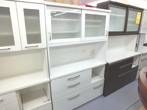人気キッチンボード 鏡面白 ホワイト ハイタイプ 食器棚 ￥32,000-