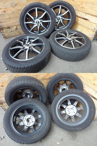 美品 アルミホイール+タイヤ 165/55R14 4本セット ナット付