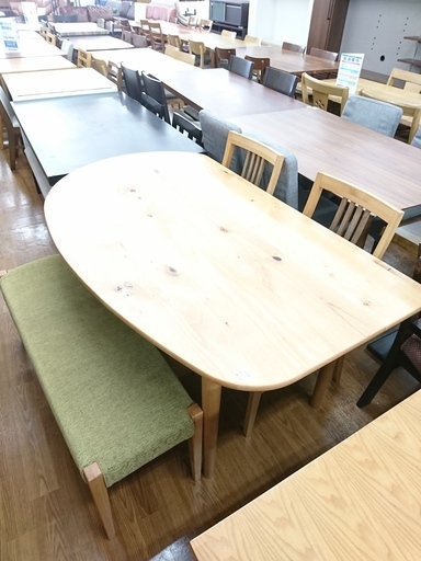 大川家具　ベンチダイニング4点セット　【トレファク　川越店】