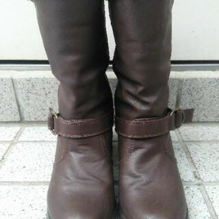 ブーツ M レディース 美脚 ダークブラウン ヒールの画像