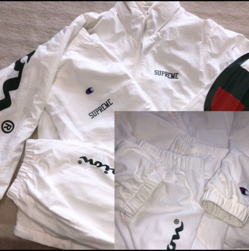 supreme × champion white track jacket ＆ pant Mサイズ セットアップ