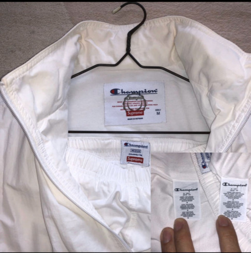 supreme × champion white track jacket ＆ pant Mサイズ セットアップ