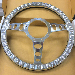 アルミ カスタム ビレット cruz ステアリング ハンドル 黒革 9穴 35.5φ 14インチ バドニック モトリタ レカラ スペシャリティーズの画像