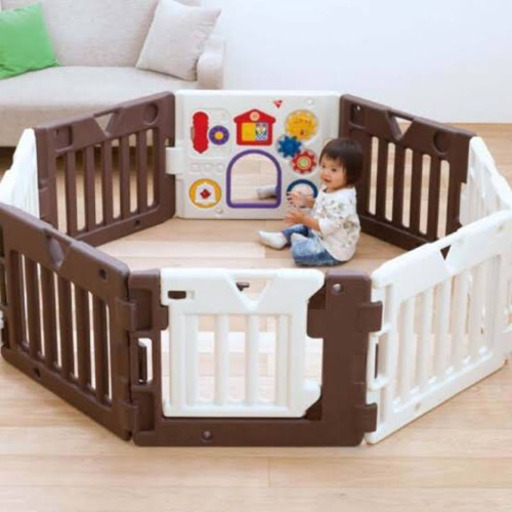 ベビーサークル 日本育児 ミュージカルキッズランドDX ショコラ8枚パネルセット ※鏡少々キズあり