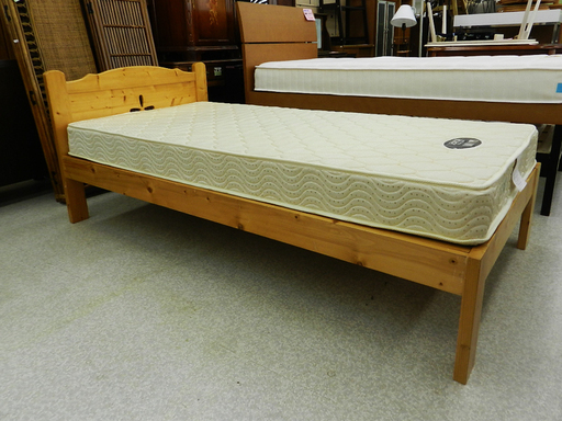 木製シングルベッド フレームとマットのセット【ニトリ マットレス ポルタ】ナチュラル カントリー風 ☆ PayPay(ペイペイ)決済可能 ☆ 札幌市 北区 屯田