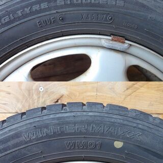 中古スタッドレス ダンロップ 155/65R13 スチールタイヤ4本の画像