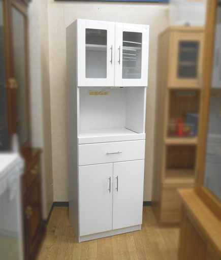 白エナメル 食器棚 幅59 奥行40 高さ180cm ☆ PayPay(ペイペイ)決済可能 ☆ 札幌市 清田区 平岡