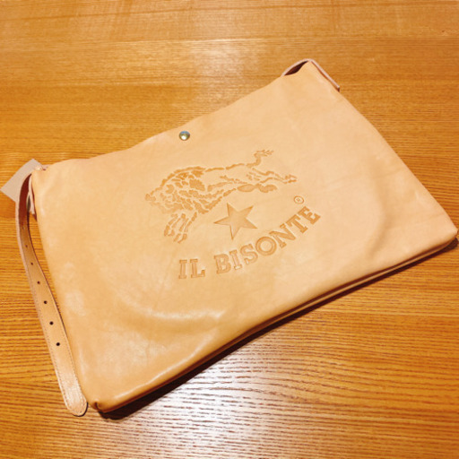 イルビゾンテ IL BISONTE ビッグロゴ ショルダー NATURAL ヌメ【新品未使用】