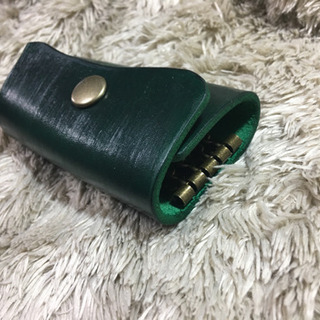 レザーキーケース 深海グリーン ツヤありの画像