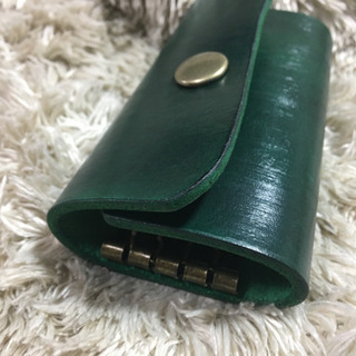 レザーキーケース 深海グリーン ツヤありの画像