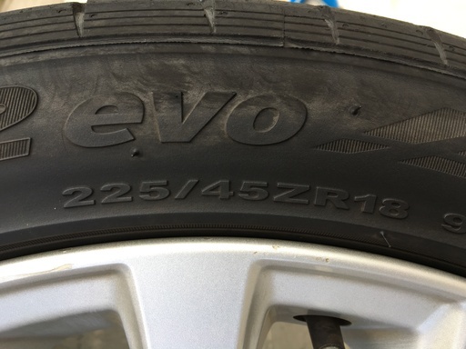 【値下げ】美品！レガシー（BR/BM)純正18インチホイール+ハンコック225/45R18　４本セット　