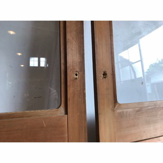 扉 引き戸 2枚 セット ガラス 古材 カフェ 古民家 アンティークの画像