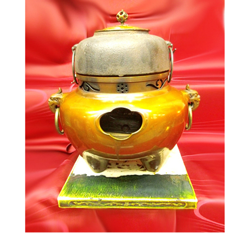 札幌【茶道具 風炉形電熱器 野々田】切合釜 鬼面風炉 裏千家 風炉釜 鉄 茶湯 お稽古 武家茶道 織部焼敷瓦 電熱式 風炉 炭型電熱器 本郷通店