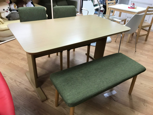 【リサイクルサービス八光　田上店　配達・設置OK】ニトリ　4人掛けダイニングセット　ナチュラル木目＆グリーン