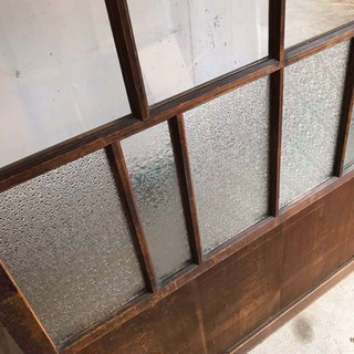 幅広 希少 ダイヤガラス 扉 引き戸 古材 古民家 ガラス カフェ アンティークの画像