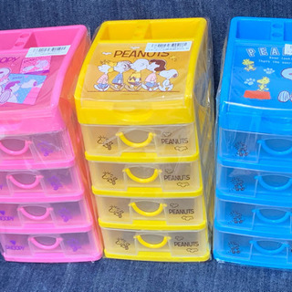 SNOOPY スヌーピー ５段収納ボックス ３個セットの画像