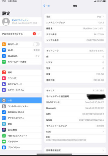 【新品交換品】iPad Pro 11-inch Wi-Fi + Cellular 【docomo製】256GB　値引き交渉あり＞詳細は本文にて
