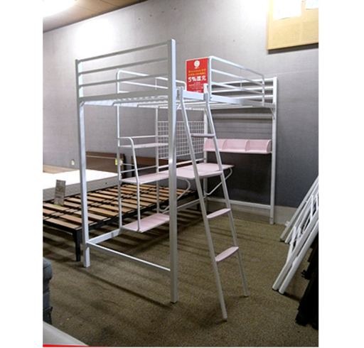 札幌 値下げOK!【かわいい システムベッド】寝床までの高さ144cm ホワイト＆ピンク ロフトベッド ハイベッド シングルサイズ 本郷通店
